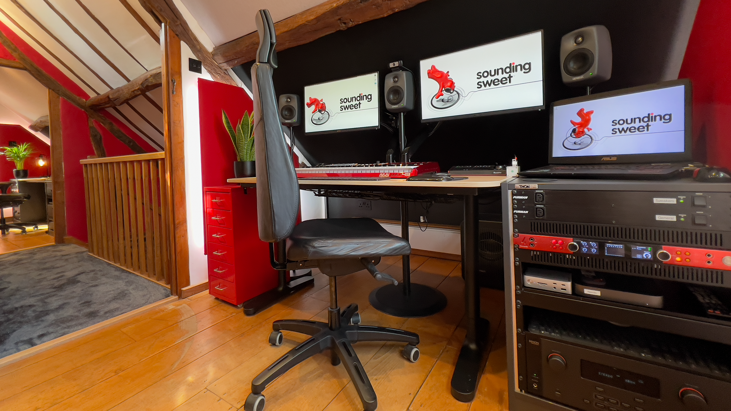 Sound and mixing equipment in studio setup for game audio production